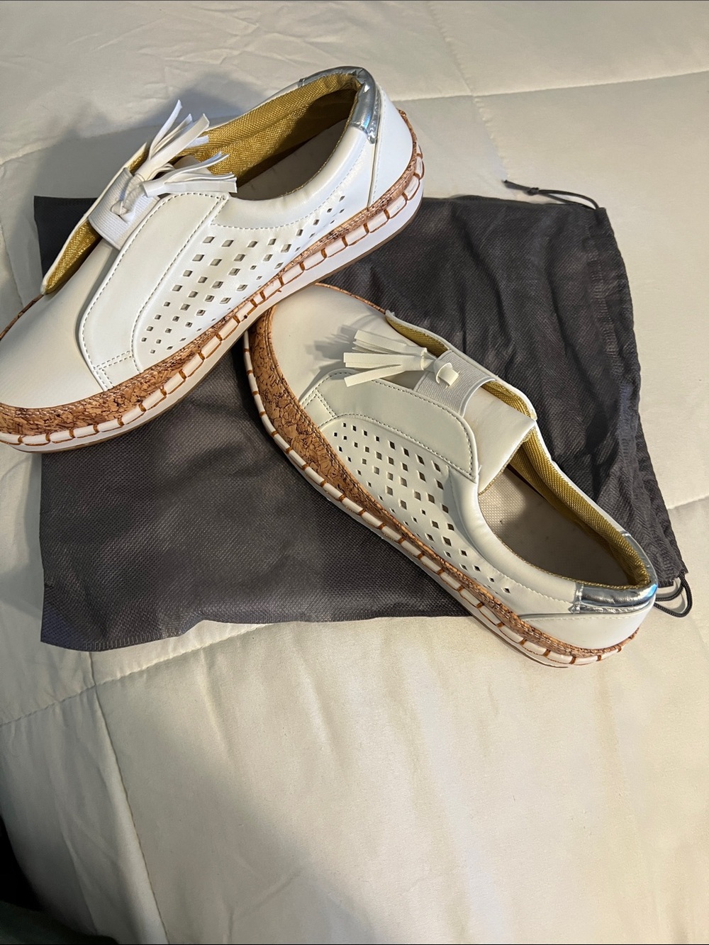 Women’s White Tassel Slip-On Sneakers